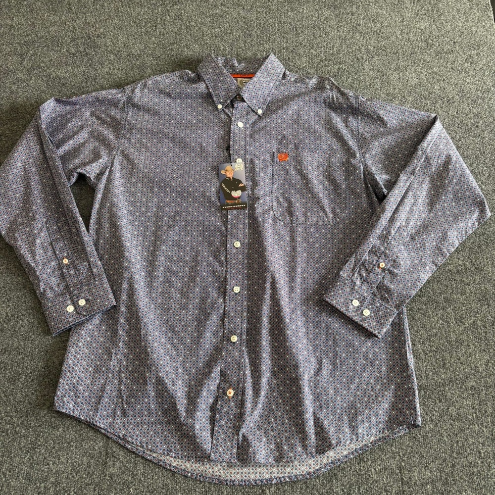 Cinch NWT Mens Tyson Durfey Blue Geometric Western Button Down Shirt S